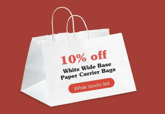 Carrier Bag Shop — White Wide-Base Bags Sale Banner - Graphic Design