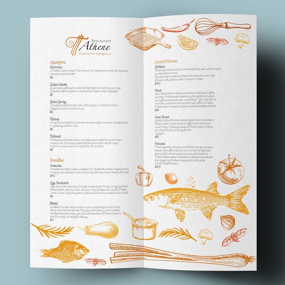 Athene — Illustrated Menu - Graphic Design