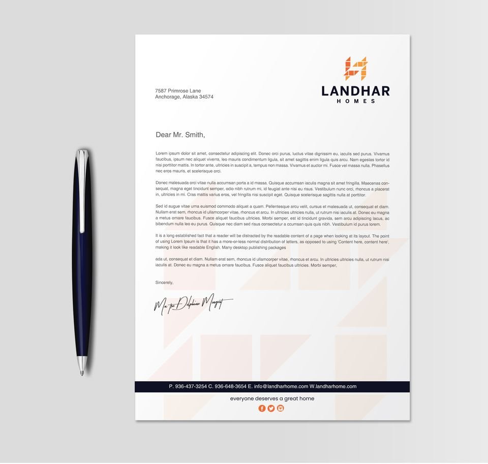 Landhar Homes — Letterhead - Graphic Design