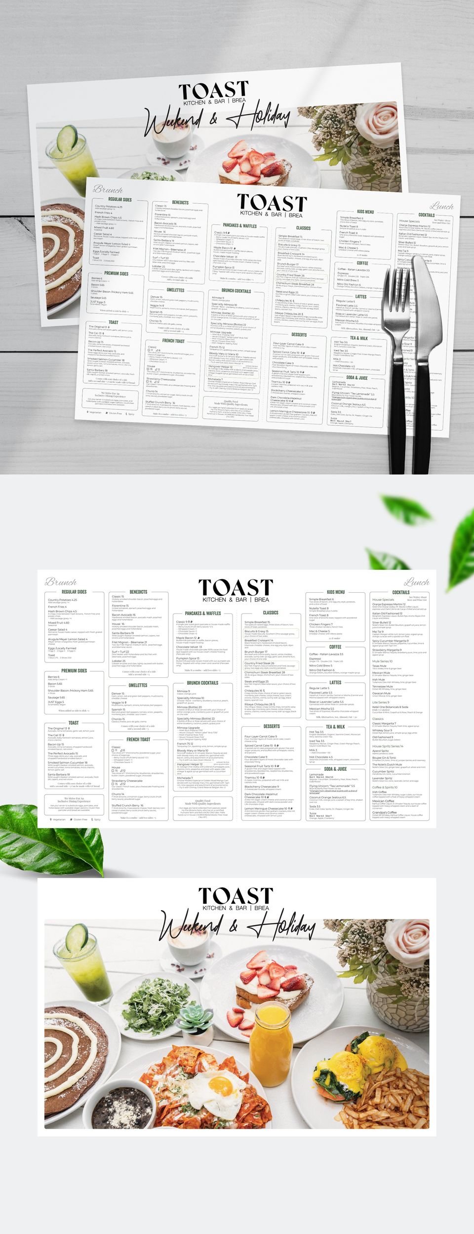 Toast Kitchen & Bar — Menu - Graphic Design