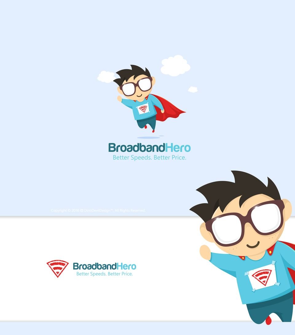 BroadbandHero — Mascot & Logo - Graphic Design