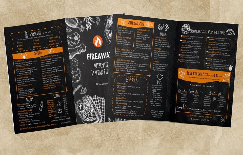 Fireaway — Tri-fold Pizza Menu - Graphic Design
