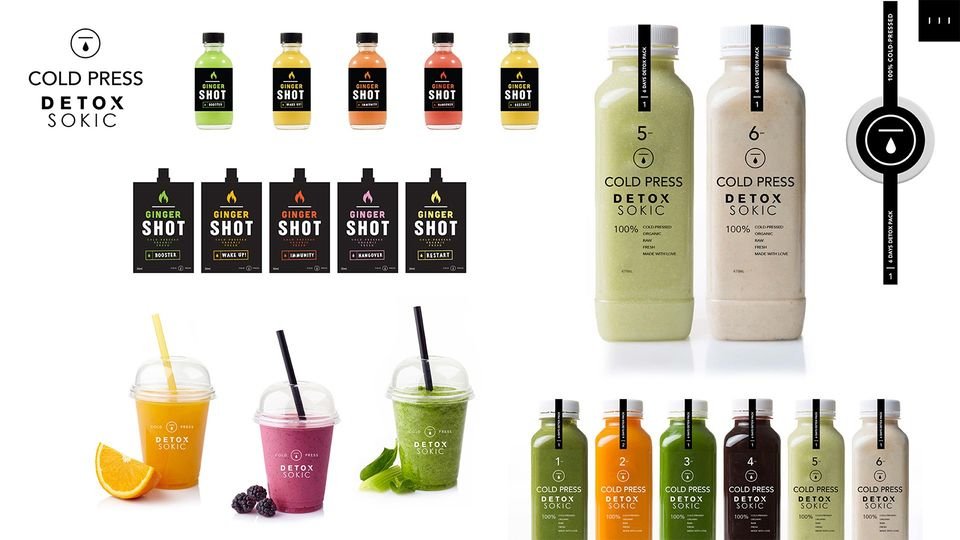 Sokic Detox — Juice Bottle Packaging - Graphic Design